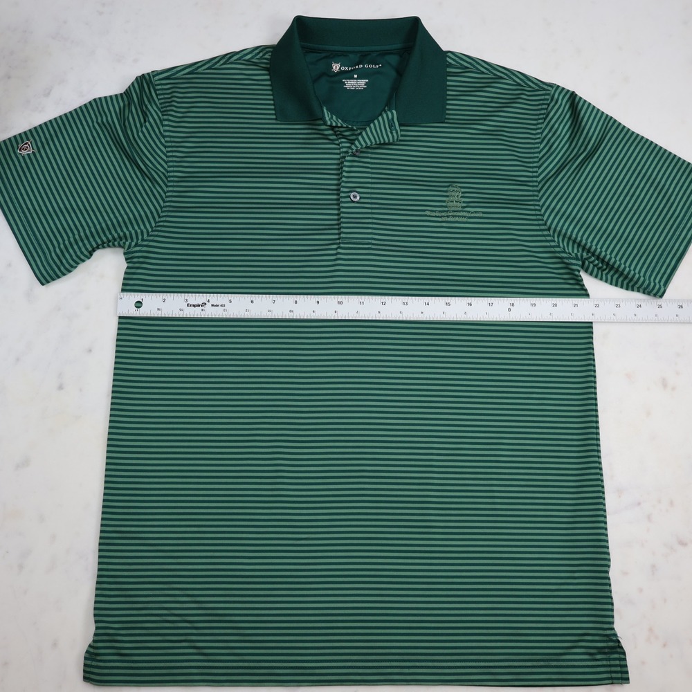 Oxford Golf Ritz Carlton St Thomas Green Striped Polo Shirt Mens Medium - Picture 6 of 9